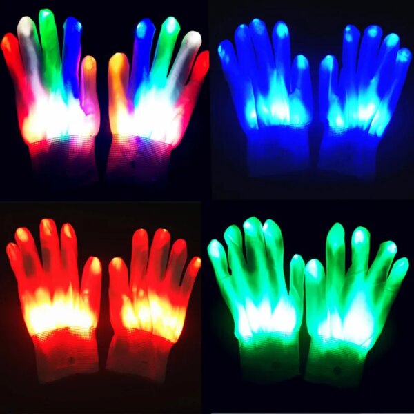 Guantes luminosos LED fluorescentes luminosos para correr de noche, escenario, espectáculo, baile, accesorios de animación, Bar, accesorios de ambiente, dedo intermitente