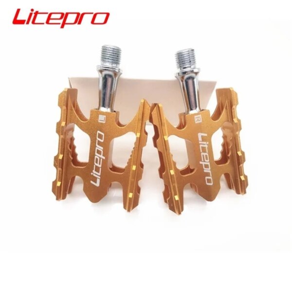 LITEPRO 412 Pedal de rodamiento de bicicleta plegable aleación de aluminio Pedal antideslizante ultraligero MTB bicicleta de montaña pedales de bicicleta de carretera