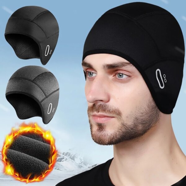 LOOGDEEL gorra de ciclismo casco cálido de invierno deportes al aire libre esquí motociclismo sombrero de bicicleta con orificio para gafas sombreros a prueba de viento