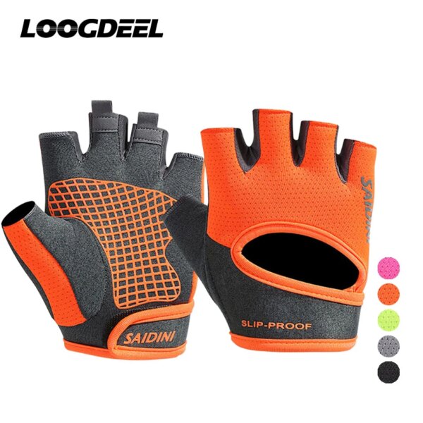 LOOGDEEL-guantes de ciclismo de medio dedo, antideslizantes, transpirables, a prueba de golpes, resistentes al desgaste, para exteriores, Fitness, boxeo, correr, guantes Unisex