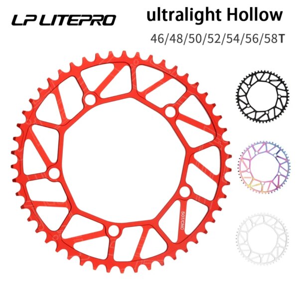 Plato LP Litepro 130 BCD, ultraligero, dientes anchos y estrechos, 46T, 48T, 50T, 52T, 56T, 58T, piñón único hueco para bicicleta plegable