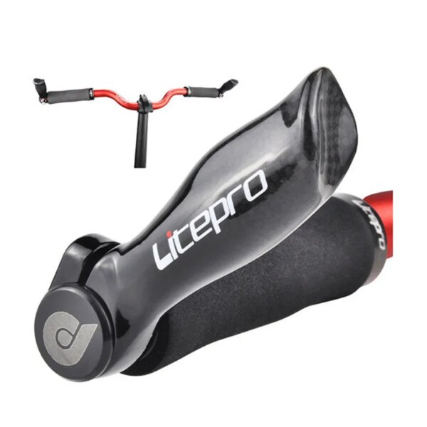 Manillar auxiliar LP Litepro de fibra de carbono de 22,2 MM, extremos de barra de bicicleta de montaña y carretera, mango de vicio pequeño plegable para bicicleta de 110g