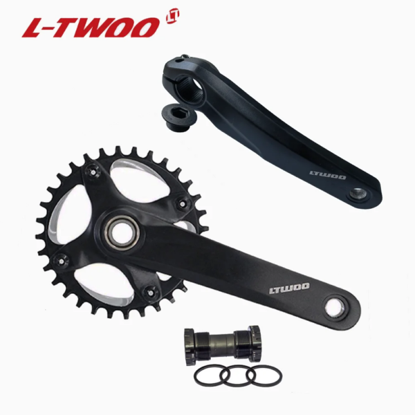 LTWOO-platos y bielas para bicicleta, manivela de aleación de aluminio, rueda dentada de 170mm, 104BCD, placa negra 32T 34T 36T 38T, pieza de bicicleta con soporte inferior BB