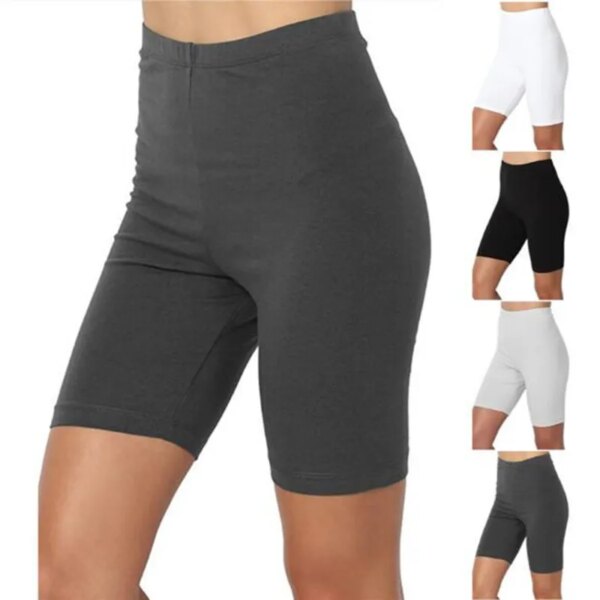 Señoras ejercicio al aire libre liso activo verano ciclismo pantalones cortos estiramiento básico corto caliente sólido negro suave desgaste pantalones cortos para mujeres femeninas