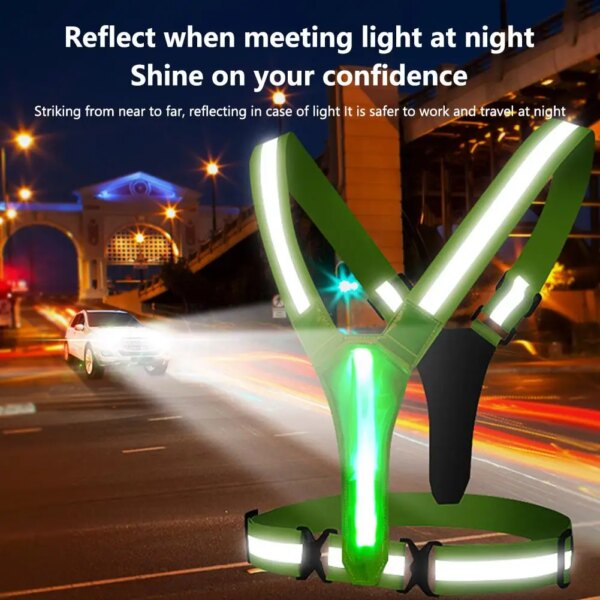 Chaleco reflectante Led ajustable recargable de alta visibilidad al aire libre correr de noche montar caminar chaleco iluminado