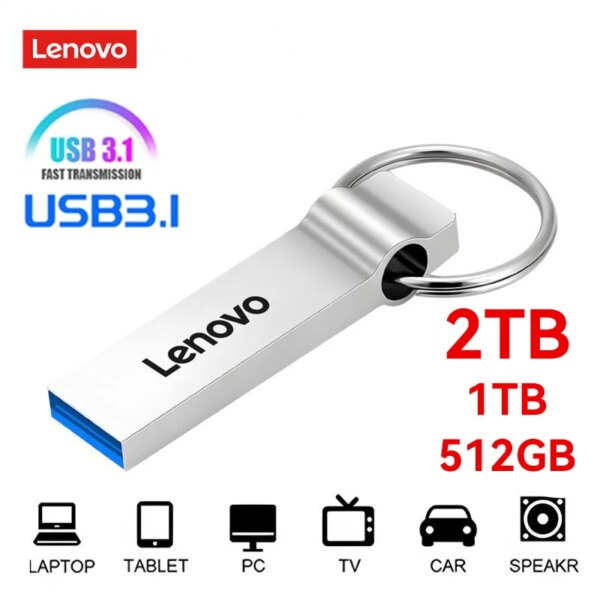 Lenovo U Disk 2TB USB 3,1 Pendrive de alta velocidad 1TB interfaz tipo C teléfono móvil ordenador transmisión mutua memoria USB portátil