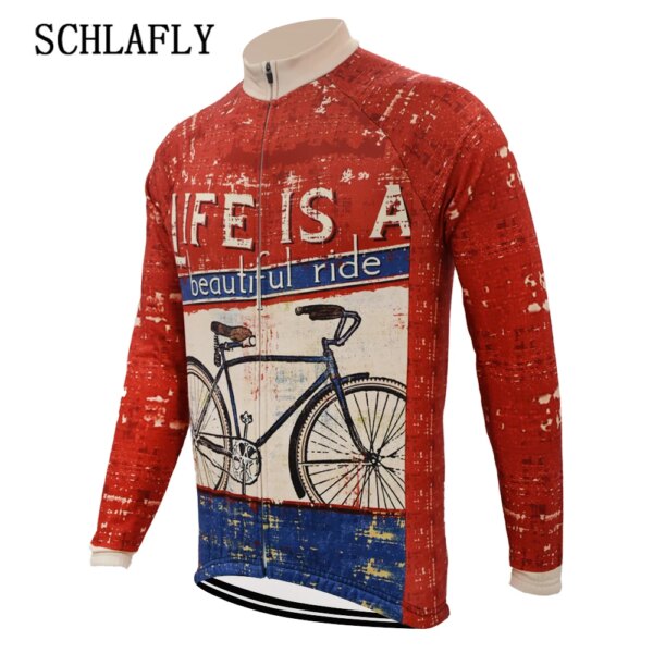 Life is beautful-Camiseta de ciclismo para hombre, manga larga, lana polar para invierno y sin forro polar, ropa para bicicleta, schlafly, otoño