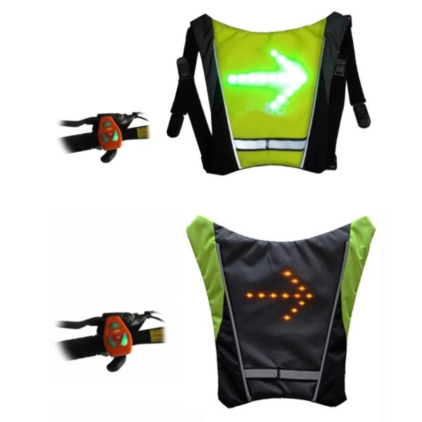 Mochila con luz LED reflectante ligera, colgante, Control remoto inalámbrico, señal de giro, bolsa de seguridad deportiva para exteriores