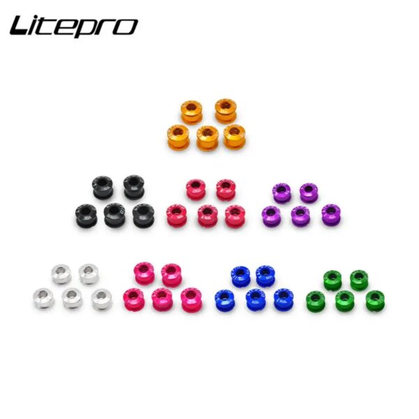 Litepro-pernos de plato único para bicicleta de montaña, 5 uds., caracol de disco para rueda de cadena, tornillo de bielas