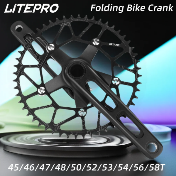 Litepro-platos y bielas plegables para bicicleta de carretera, piñón ultraligero, hueco, integrado, 45/46/47/48/50/52/53/54/56/58T, 170mm