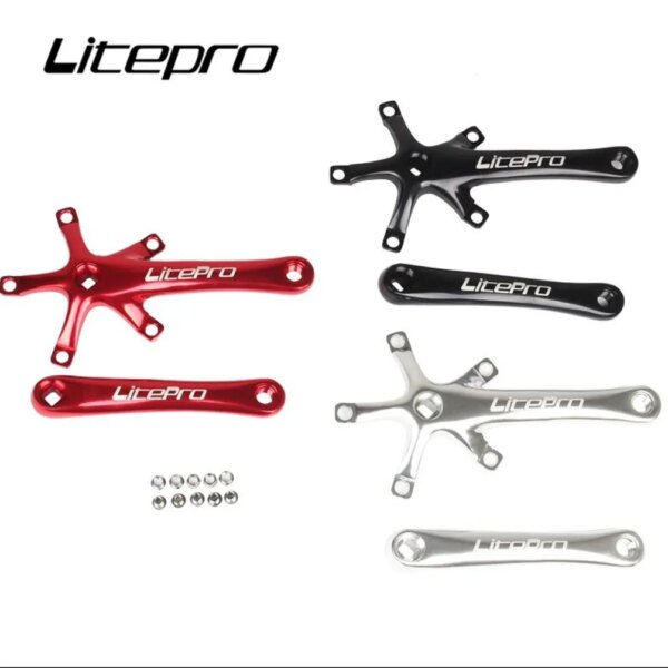 Litepro-platos y bielas plegables para bicicleta, manivela cuadrada ultraligera de aleación de aluminio CNC de 170MM, accesorio de piezas de rueda dentada 130BCD para bicicleta BMX