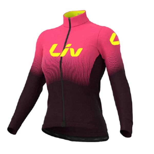 Liv-Camiseta térmica de lana para ciclismo para mujer, camisetas de lana de manga larga cálidas para equipo profesional, chaqueta para bicicleta de montaña y carretera, Invierno