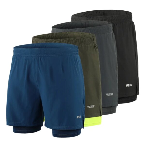 Lixada pantalones cortos para correr 2 en 1 para hombre, secado rápido, transpirables, entrenamiento activo, ejercicio, trote, maratón, pantalones cortos de ciclismo