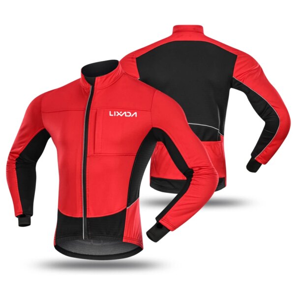 Lixada invierno cálido polar chaqueta de ciclismo bicicleta MTB bicicleta de carretera ropa a prueba de viento impermeable Jersey largo Jersey