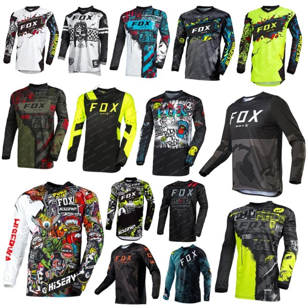 Camiseta de manga larga para ciclismo de Motocross, camiseta de descenso con murciélago y zorro, camisetas para bicicleta de montaña, ropa para motocicleta Enduro MTB