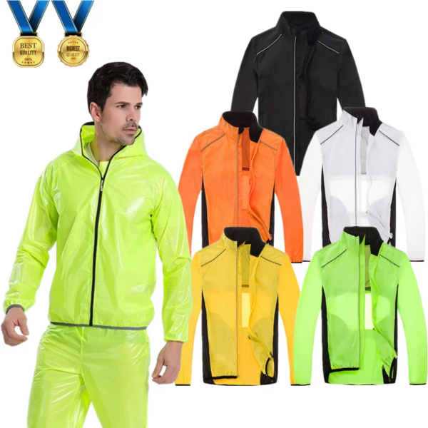 Chaqueta impermeable reflectante de manga larga, abrigo impermeable, Poncho para Ciclismo, chaqueta Masculina, Jersey transpirable