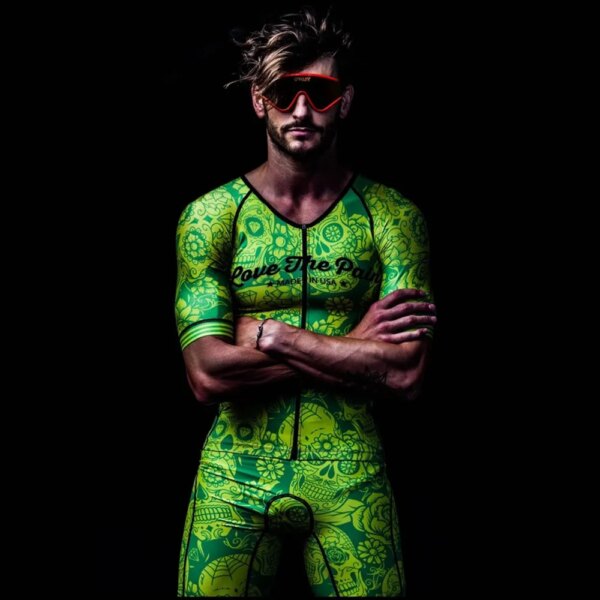 Love The Pain hombres Ciclismo Skinsuit triatlón transpirable Aero manga corta Ciclismo Jersey Ropa Ciclismo carretera mono Kit