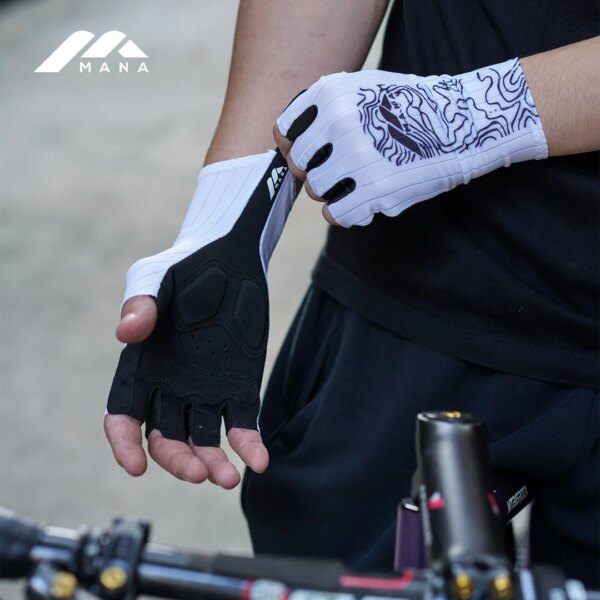 MANA ciclismo medio dedo guantes transpirables UV antideslizantes guantes deportivos sin dedos guantes de ciclismo ultrafinos equipo de bicicleta