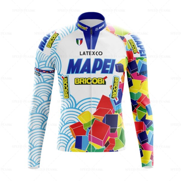 MAPEI Conjuntos de Manga Larga para Hombre, Maillot de Bloque para Hombre, Ropa Profesional para Bicicleta, pantalón de Lycra para Bicicleta, Retro, Por Equipo, Primavera