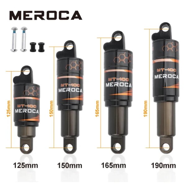 MEROCA-amortiguador trasero para bicicleta, 125/150/165/190mm, amortiguador choques para scooter eléctrico, amortiguador para bicicleta de montaña