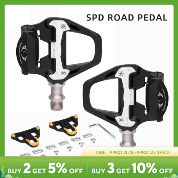 MEROCA-Pedal de bloqueo para bicicleta, Pedal de bloqueo automático con rodamientos sellados, pieza de bloqueo para sistema SPD, Pedal ultraligero para bicicleta de carretera