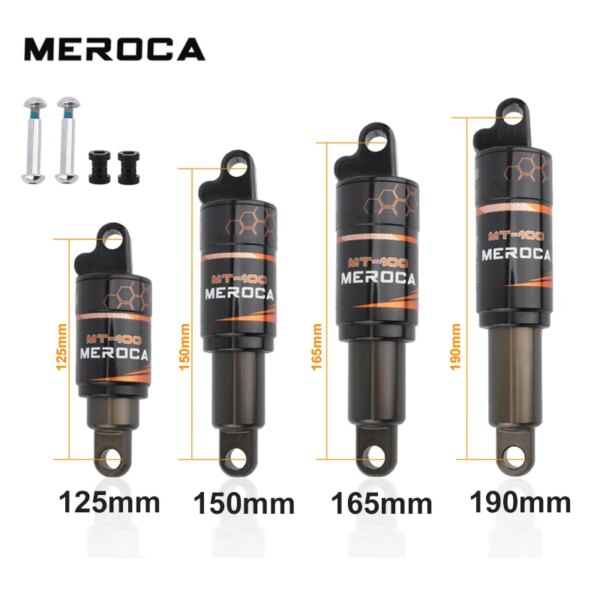 Amortiguador de bicicleta MEROCA 125 150 165 190mm 750/850/1000LBS amortiguador trasero de resorte de aceite para accesorios de bicicleta de montaña MTB