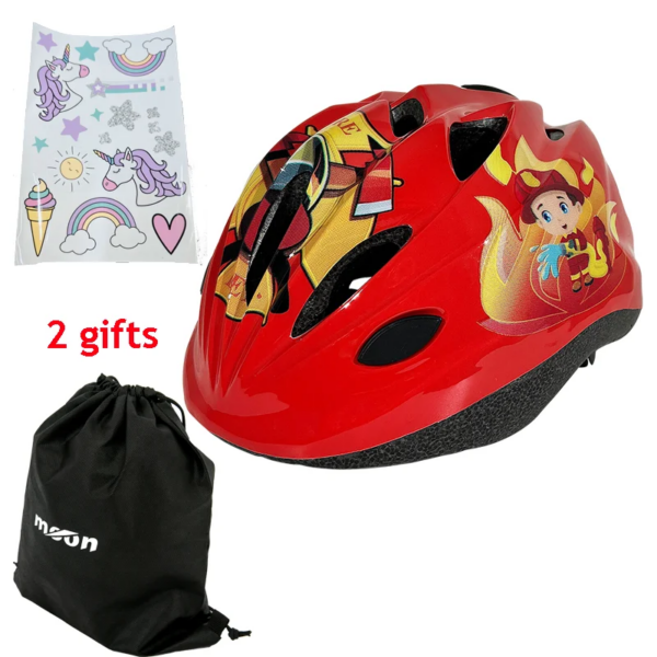 Casco de bicicleta para niños MOON, ligero, ajustable, protección para deportes al aire libre, cascos de bicicleta ajustables con patrón de dibujos animados