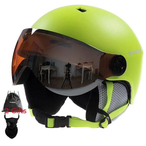 Casco de esquí MOON, gafas moldeadas integralmente, 52-63cm, casco de esquí para adultos y niños, deportes al aire libre, esquí, monopatín, cascos de Snowboard para hombre