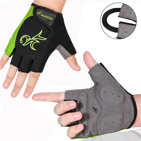 MOREOK-guantes de ciclismo transpirables, medio dedo, almohadilla SBR de 5MM, guantes para bicicleta de montaña, absorbentes de golpes