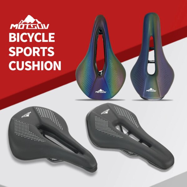 MOTSUV-Asiento de bicicleta de montaña y carretera, cómodo sillín de bicicleta de Gel, a prueba de golpes, cojín para ciclismo, sillín de bicicleta estática para hombres y mujeres