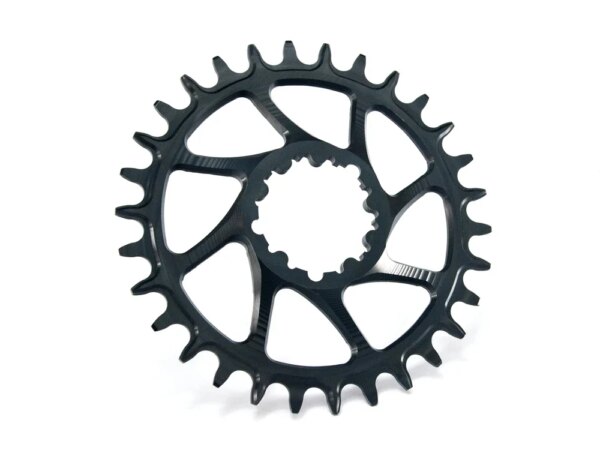 Plato de manivela de bicicleta MTB montaje directo redondo |  Biela 1 velocidad estrecha-ancha SRAM GXP Boost 32 dientes, negro