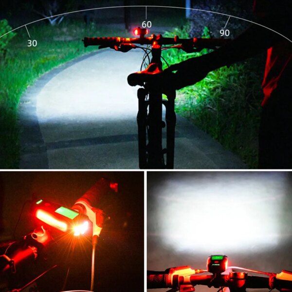 Luces delanteras para bicicleta de montaña, con velocímetro, odómetro, luces LED para bicicleta, faros delanteros impermeables para bicicleta, luz de advertencia, acceso para ciclismo