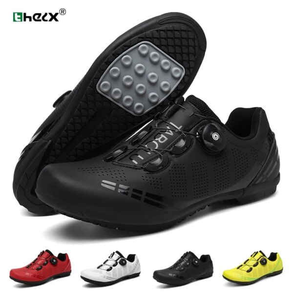 Zapatos de ciclismo MTB para hombre, botas para bicicleta de carretera sin tacos, zapatos para bicicleta con Pedal plano, zapatillas giratorias de carreras de montaña para mujer, zapatillas de ciclismo de velocidad