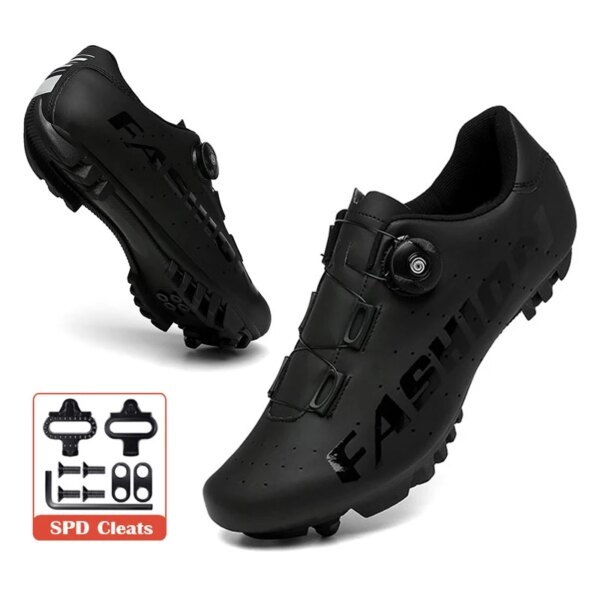 Zapatos de ciclismo MTB para hombre, zapatillas planas de velocidad para bicicleta de montaña, botas para bicicleta de carretera, tacos Spd para calzado para bicicleta de montaña Shimano, autosujeción