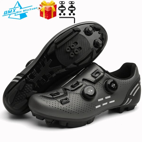 Zapatos de Ciclismo MTB para hombre, zapatillas profesionales antideslizantes de color azul lago, zapatos de bicicleta de carretera con autosujeción, zapatillas de Ciclismo