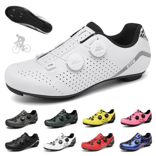 Zapatos de ciclismo MTB para hombre, botas deportivas para bicicleta de carretera, zapatillas planas de velocidad de automovilismo, zapatos con tacos SPD para mujer, calzado para bicicleta de montaña al aire libre