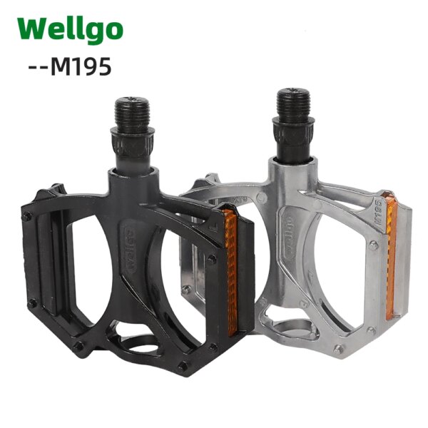 Pedal de bicicleta de montaña MTB WELLGO M195, rodamiento de piñón fijo para bicicleta de carretera, rosca de tornillo, pieza de accesorios de aleación de aluminio