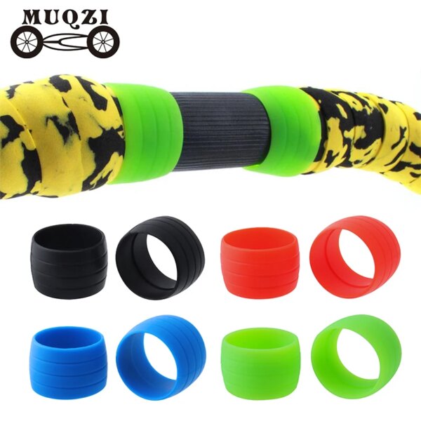 MUQZI-anillo para correa de bicicleta, cinta para manillar, funda de fijación de silicona, resistente al agua, resistente al desgaste, accesorios fijos, 1 par