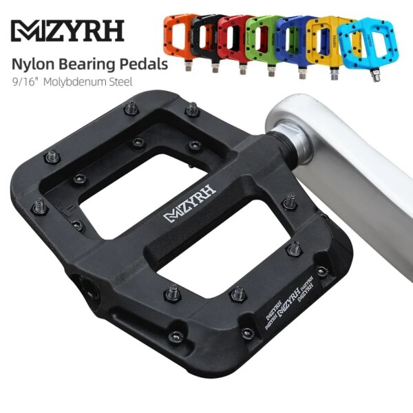 MZYRH Pedal de bicicleta de montaña, fibra de nailon, antideslizante, plataforma de bicicleta de 9/16 pulgadas, pedales planos para bicicleta de carretera, montaña, BMX, MTB