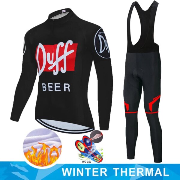 Traje de bicicleta para hombre, ropa de ciclismo de cerveza DUFF, Jersey cortado con láser, conjunto de babero Tricuta, chaqueta, pantalones, traje, uniforme de Gel, 2023