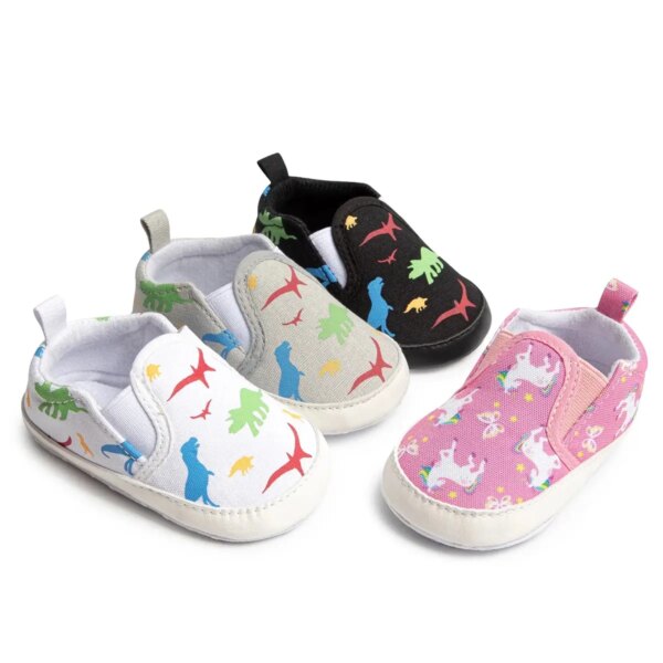 Meckior primavera otoño zapatos de lona casuales para niños unicornio dinosaurios zapatos para bebés niñas zapatos antideslizantes suela de algodón suave zapatos de cuna