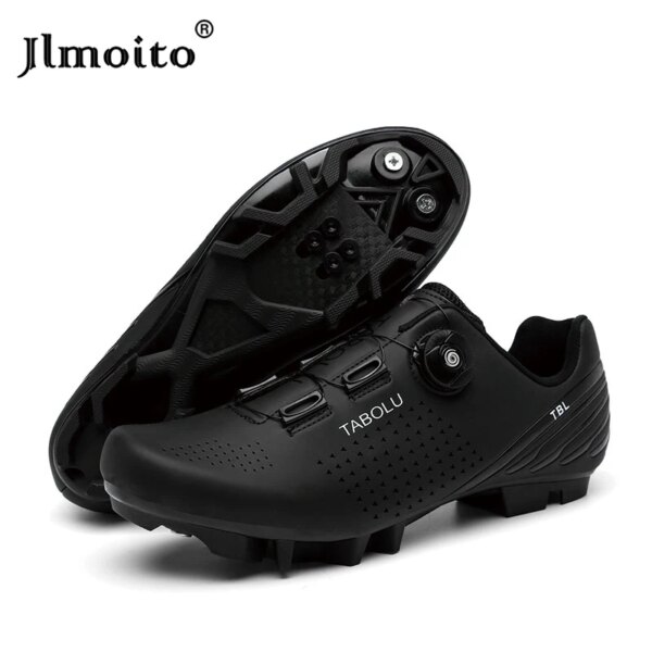 Zapatos negros para Ciclismo de montaña para hombre, zapatillas de deporte para bicicleta de carretera, zapatos de Ciclismo para mujer, zapatos de Ciclismo con autosujeción, zapatos planos para Ciclismo para hombre