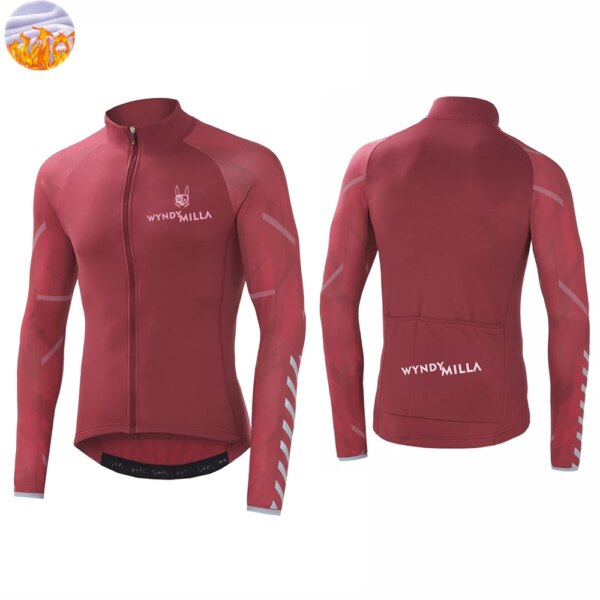 Chaqueta de Ciclismo para hombre, abrigo cálido de manga larga de lana térmica para invierno, traje de Ciclismo para bicicleta de montaña al aire libre, Maillot Ciclismo cálido Jackct