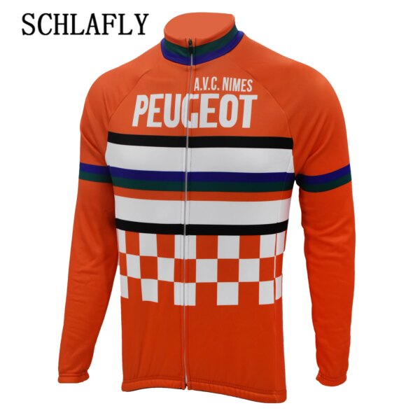 Jersey de ciclismo para hombre, manga larga, Retro, para invierno, lana y sin forro polar, ropa de bicicleta Schlafly otoño