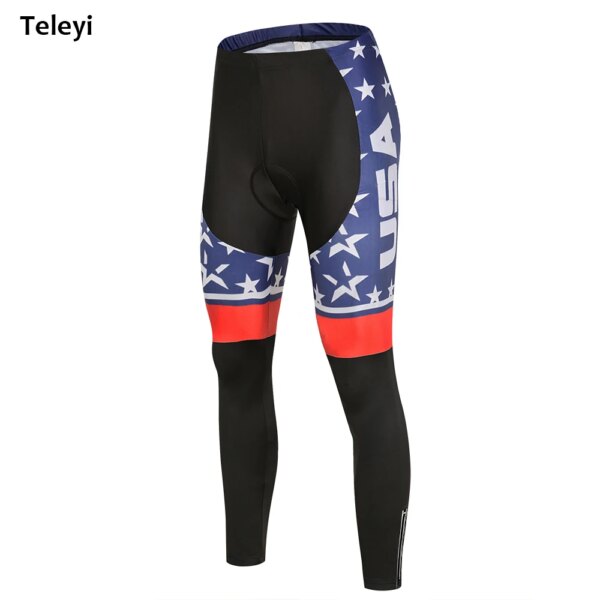 Pantalones de ciclismo Pro USA para hombre, pantalones deportivos negros con relleno de Gel 6D para bicicleta de montaña, ropa larga ajustada para bicicleta del Reino Unido, ropa de ciclismo, talla S-XXXL