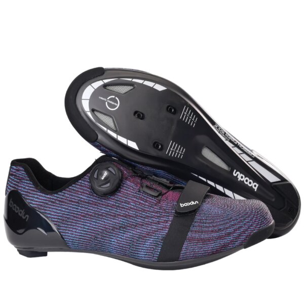 Zapatos de bicicleta de carretera para hombre, suela de fibra de carbono, zapatos de ciclismo profesionales, ultraligeros, transpirables, antideslizantes, diseño que absorbe los golpes