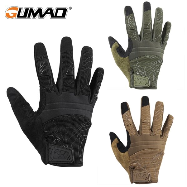 Guantes de tiro para hombre, guante táctico militar del ejército, dedo completo, pantalla táctil, transpirable, ciclismo, Airsoft, Paintball, bicicleta de caza