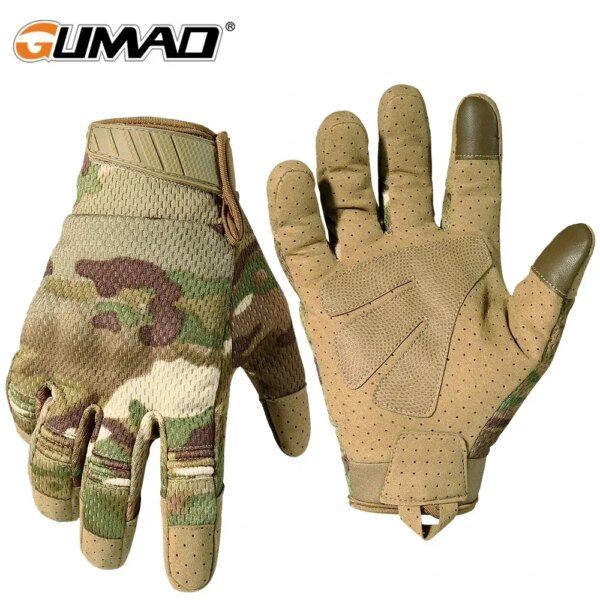 Guantes tácticos para hombre, guantes de ciclismo con pantalla táctil, guantes deportivos de camuflaje militar, guantes para motociclismo, bicicleta, correr, guantes de Paintball