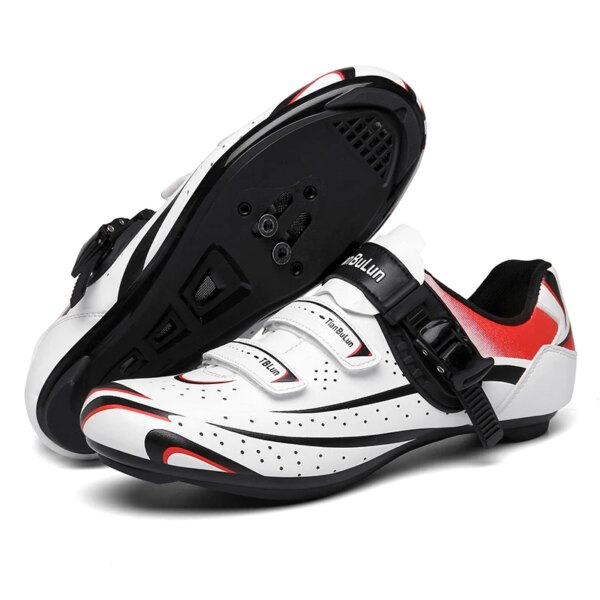 Zapatos de ciclismo para hombre y mujer, zapatillas deportivas con hebilla para bicicleta de montaña y carretera, con autosujeción