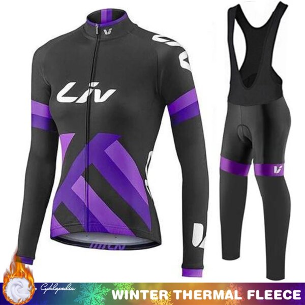 Blusa de ciclismo para hombre, Jersey térmico de lana para invierno, conjunto de bicicleta para hombre LIV, pantalones, ropa, chaqueta para bicicletas, Kit deportivo Tricuta 2023